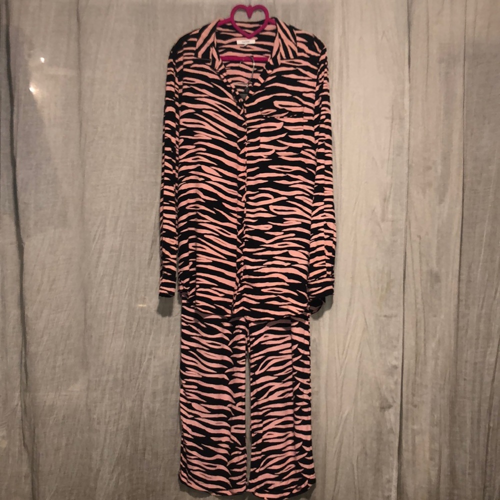 GANNI zebra print pink two piece size 34